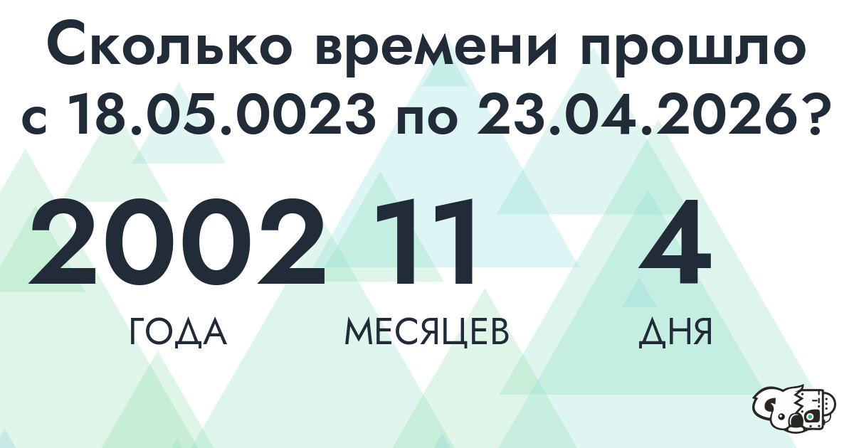 Сколько времени прошло с 18 мая 23 года по 23 апреля 2026 года