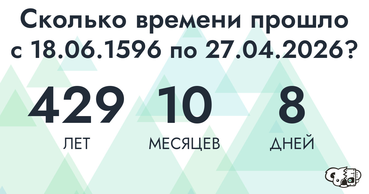 Сколько времени прошло с 18 июня 1596 года по 27 апреля 2026 года