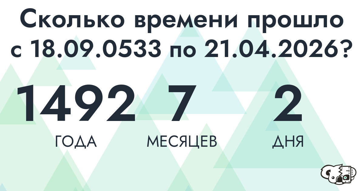 Сколько времени прошло с 18 сентября 533 года по 21 апреля 2026 года