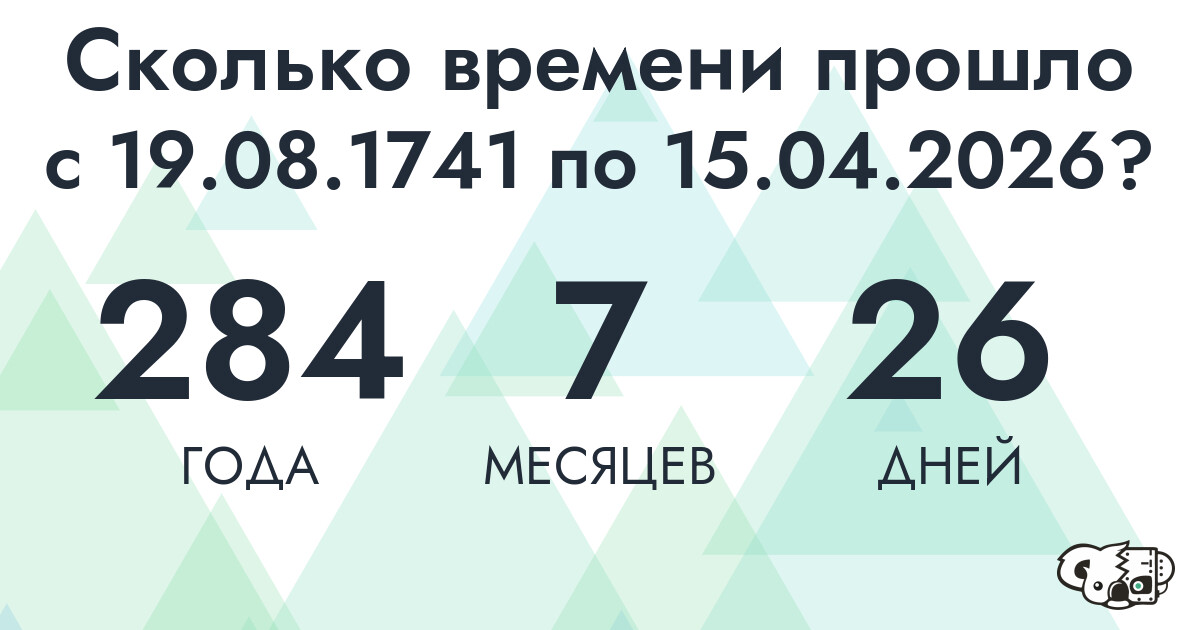 Сколько времени прошло с 19 августа 1741 года по 15 апреля 2026 года