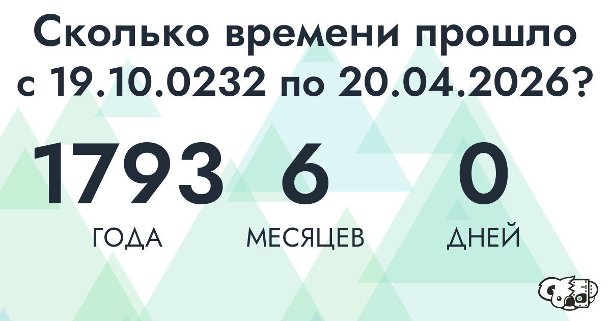 Сколько времени прошло с 19 октября 232 года по 20 апреля 2026 года