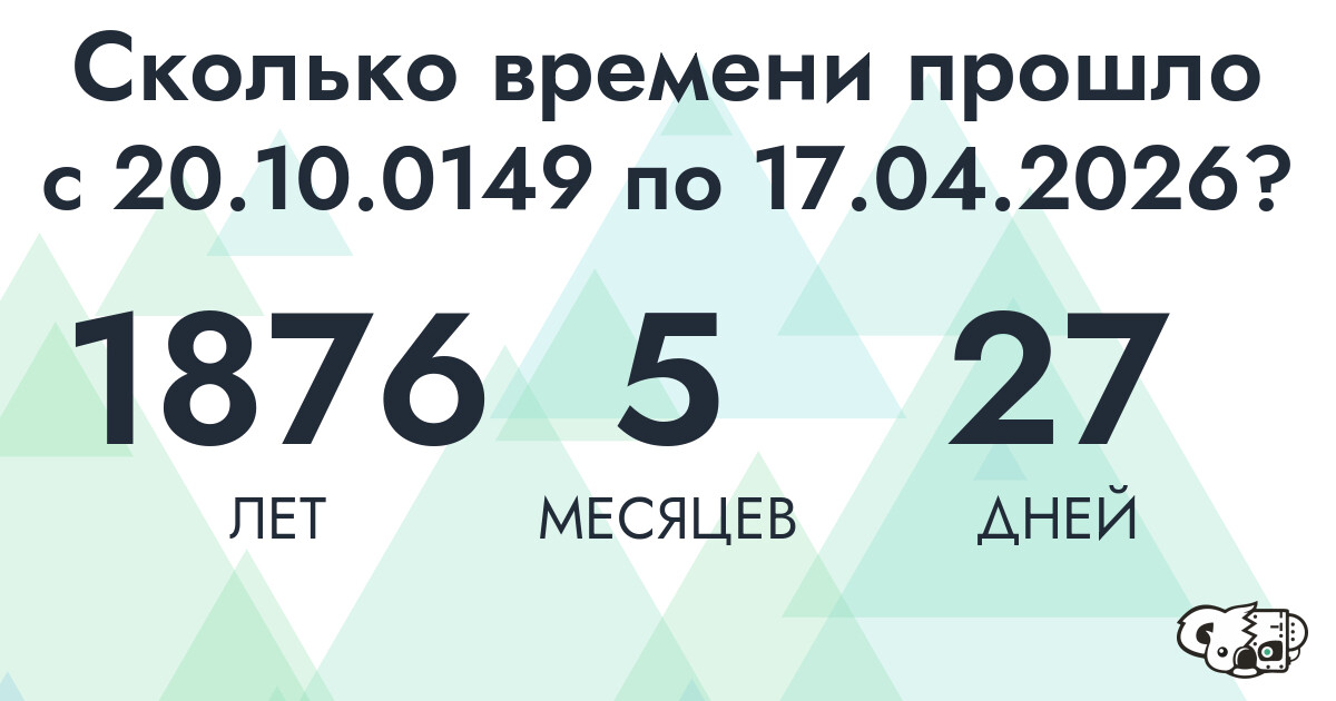 Сколько времени прошло с 20 октября 149 года по 17 апреля 2026 года
