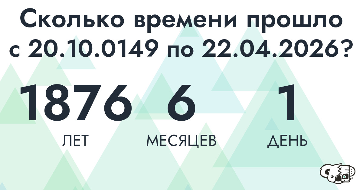 Сколько времени прошло с 20 октября 149 года по 22 апреля 2026 года
