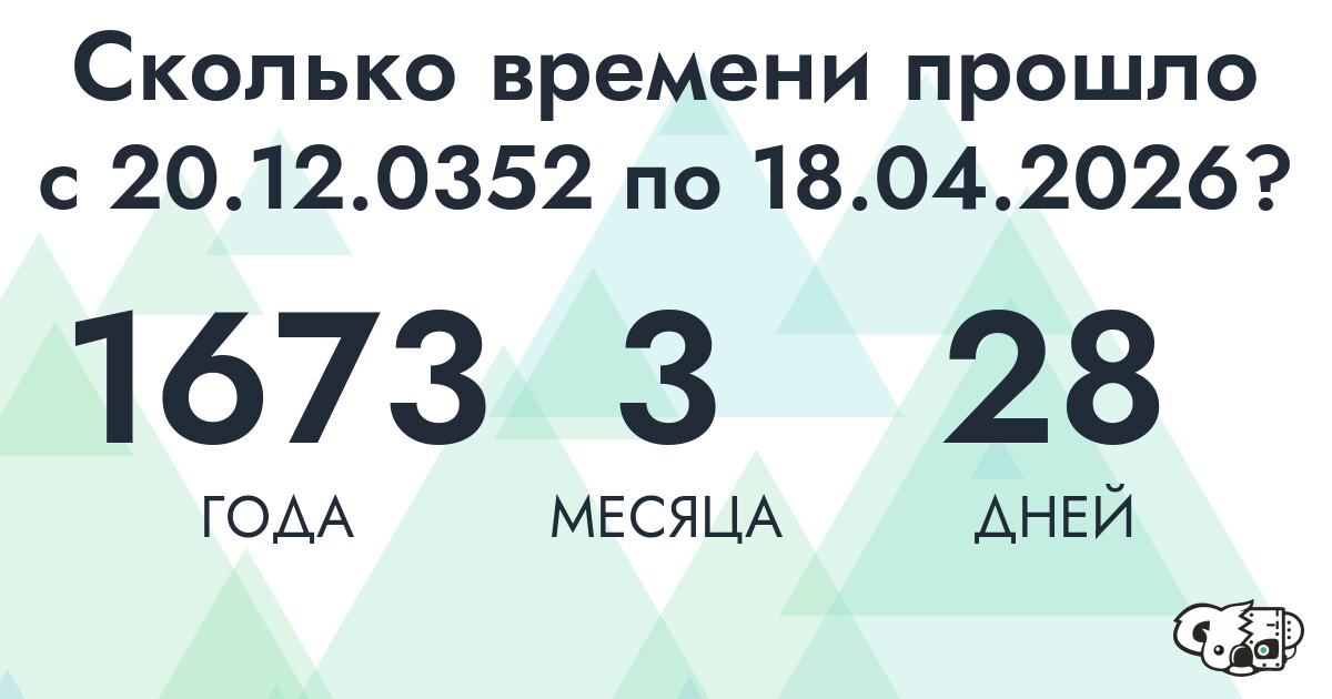 Сколько времени прошло с 20 декабря 352 года по 18 апреля 2026 года