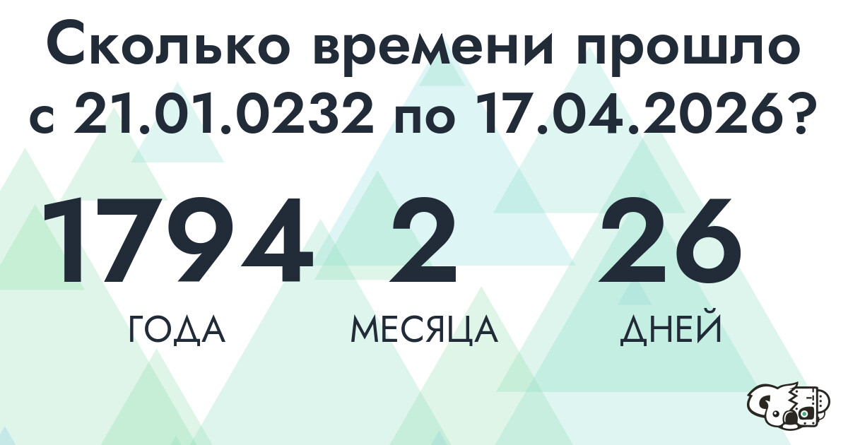 Сколько времени прошло с 21 января 232 года по 17 апреля 2026 года