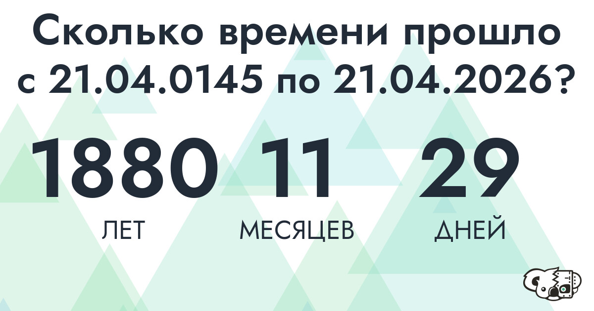 Сколько времени прошло с 21 апреля 145 года по 21 апреля 2026 года
