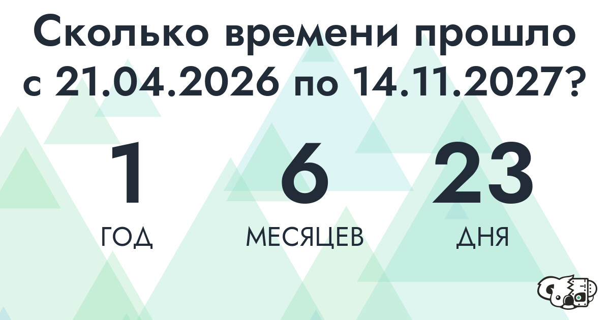 Сколько времени прошло с 21 апреля 2026 года по 14 ноября 2027 года