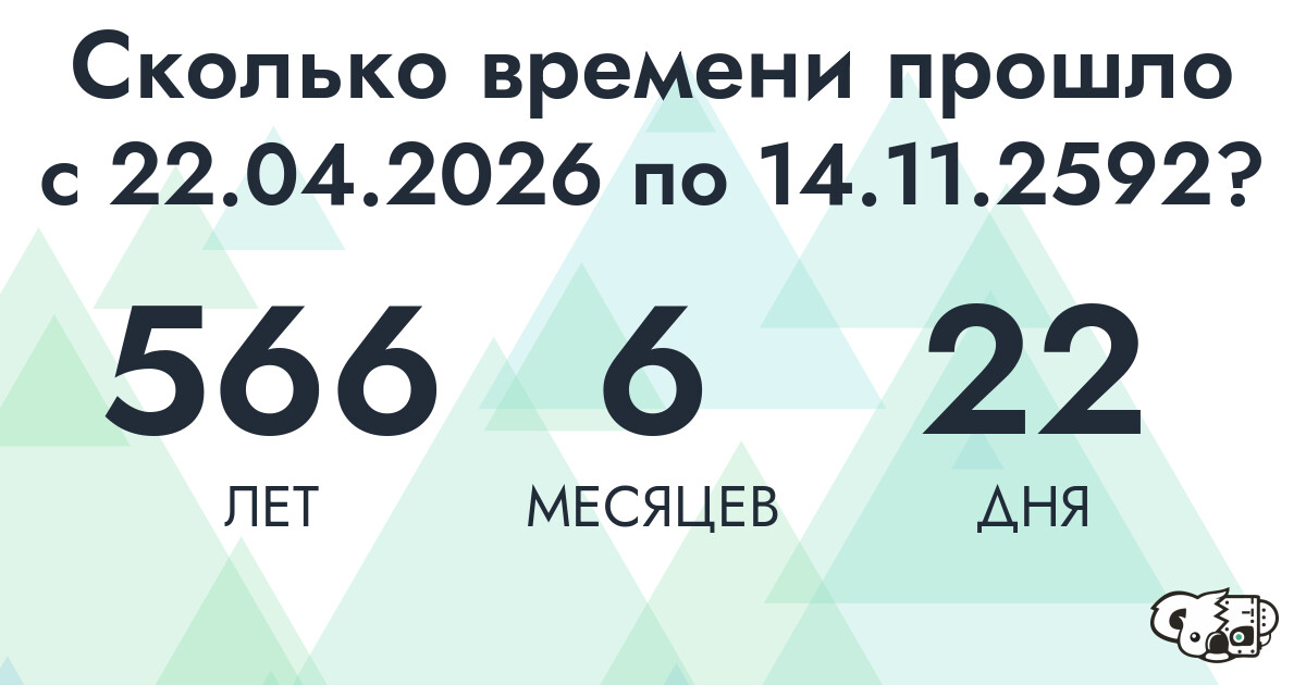 Сколько времени прошло с 22 апреля 2026 года по 14 ноября 2592 года