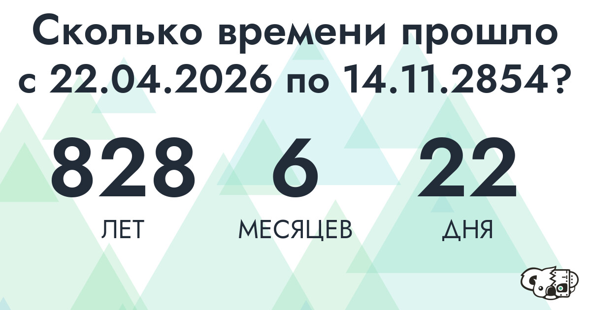 Сколько времени прошло с 22 апреля 2026 года по 14 ноября 2854 года