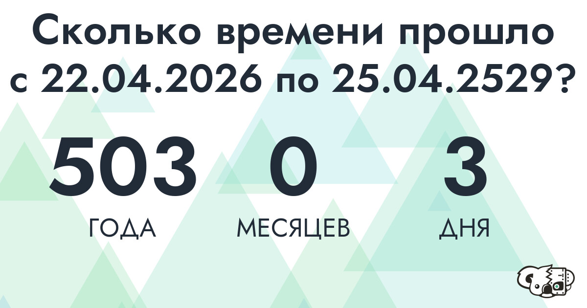 Сколько времени прошло с 22 апреля 2026 года по 25 апреля 2529 года