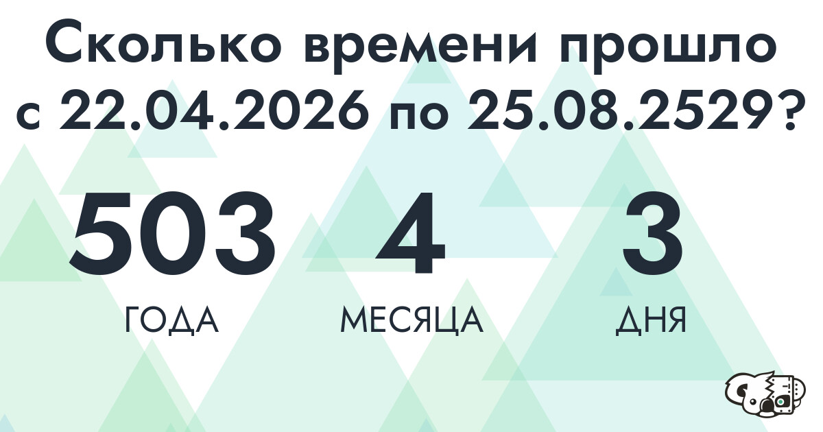 Сколько времени прошло с 22 апреля 2026 года по 25 августа 2529 года