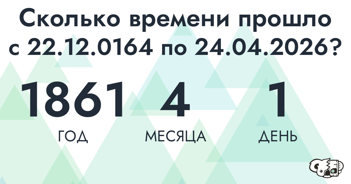 Сколько времени прошло с 22 декабря 164 года по 24 апреля 2026 года