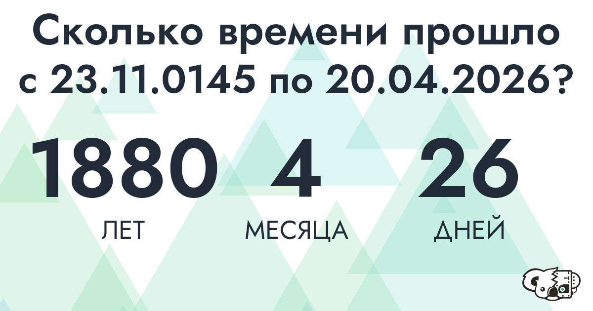 Сколько времени прошло с 23 ноября 145 года по 20 апреля 2026 года