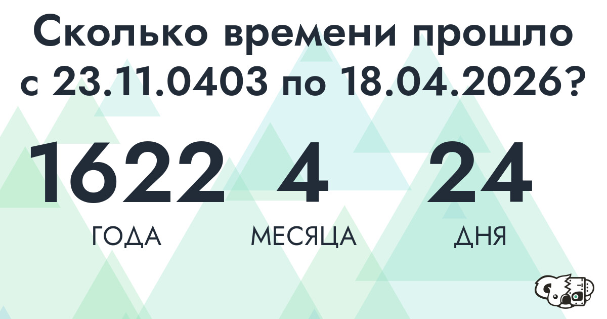 Сколько времени прошло с 23 ноября 403 года по 18 апреля 2026 года