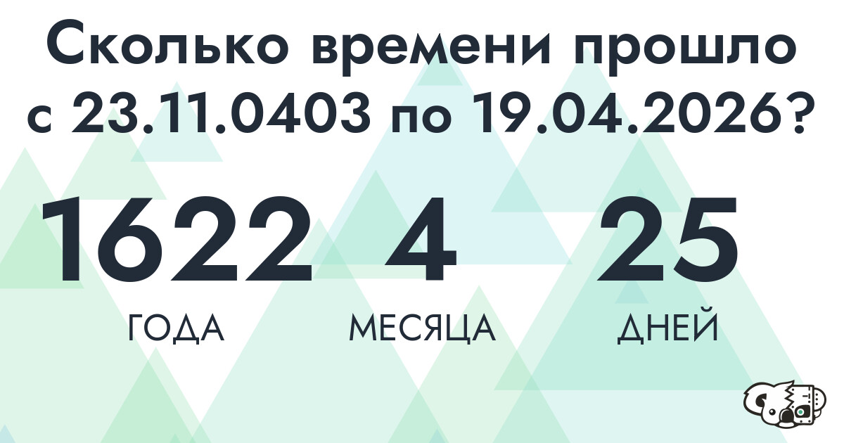 Сколько времени прошло с 23 ноября 403 года по 19 апреля 2026 года