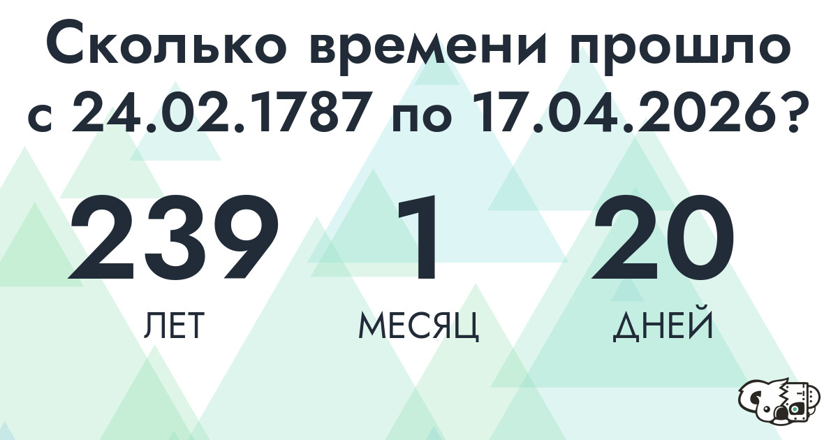 Сколько времени прошло с 24 февраля 1787 года по 17 апреля 2026 года