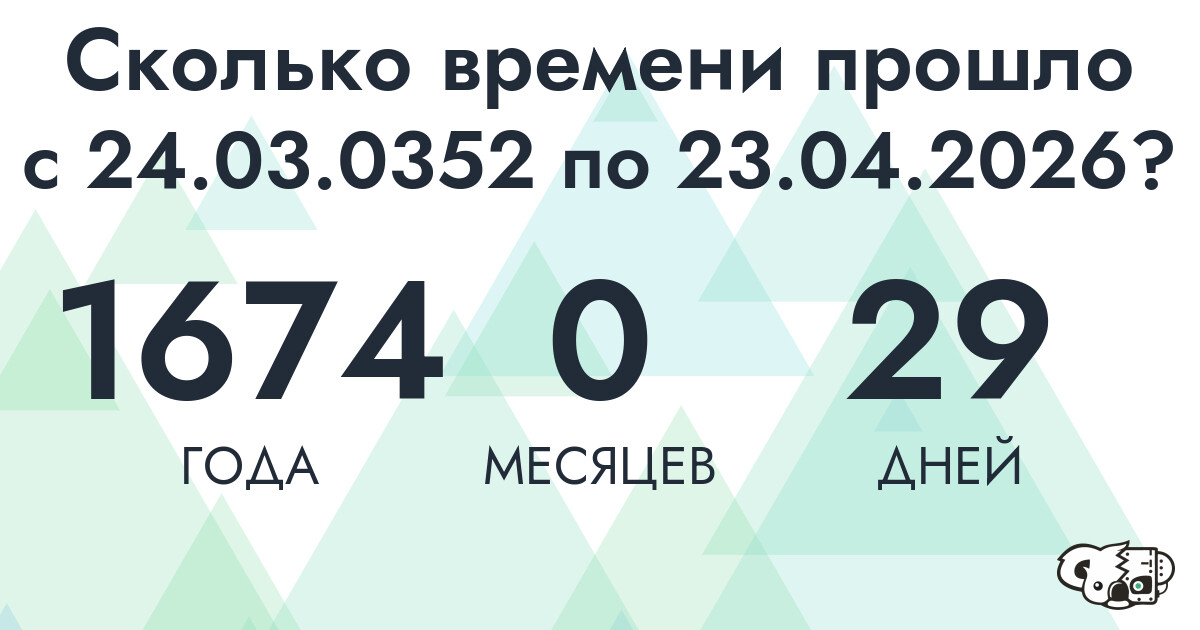 Сколько времени прошло с 24 марта 352 года по 23 апреля 2026 года