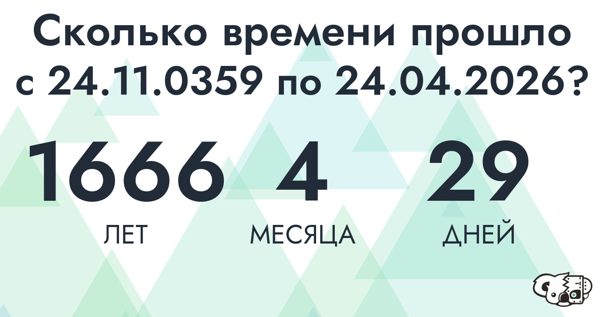 Сколько времени прошло с 24 ноября 359 года по 24 апреля 2026 года
