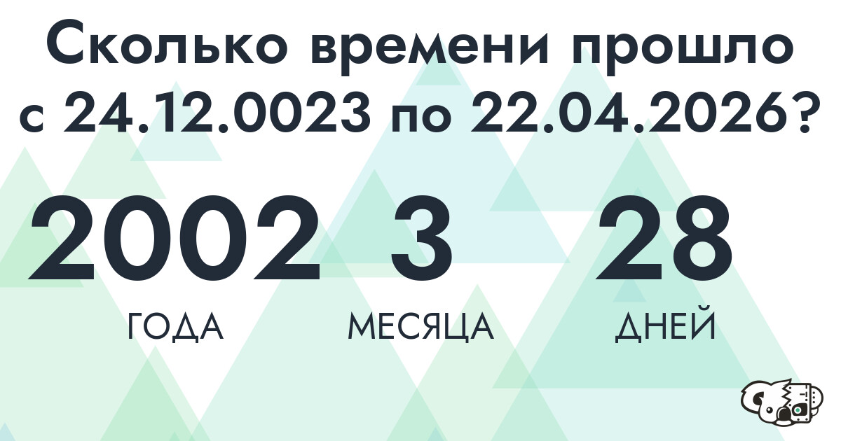 Сколько времени прошло с 24 декабря 23 года по 22 апреля 2026 года