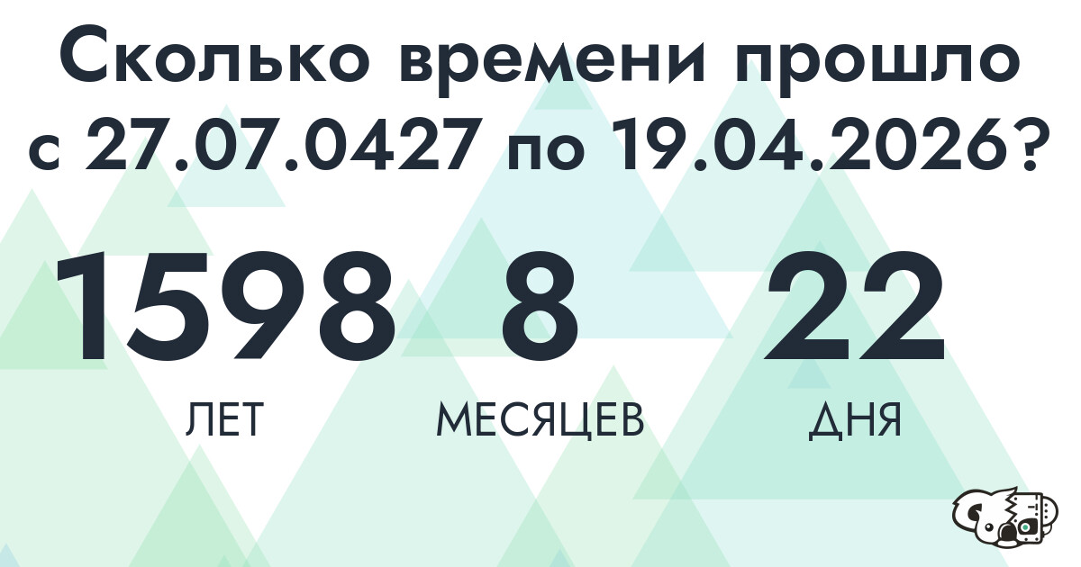 Сколько времени прошло с 27 июля 427 года по 19 апреля 2026 года