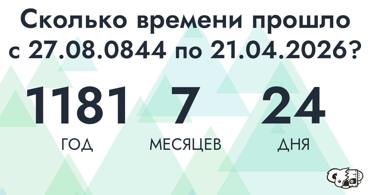 Сколько времени прошло с 27 августа 844 года по 21 апреля 2026 года