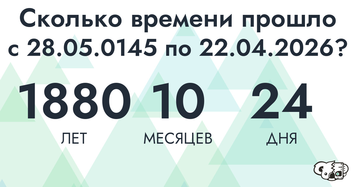 Сколько времени прошло с 28 мая 145 года по 22 апреля 2026 года