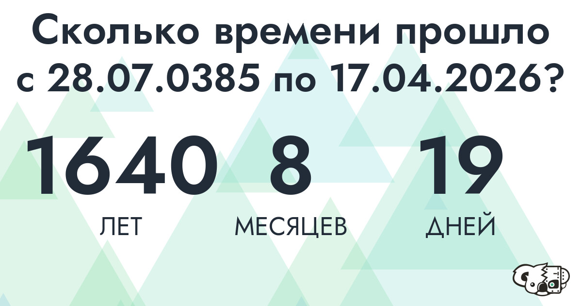 Сколько времени прошло с 28 июля 385 года по 17 апреля 2026 года