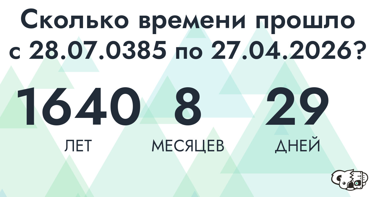 Сколько времени прошло с 28 июля 385 года по 27 апреля 2026 года