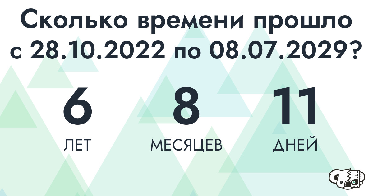 Сколько времени прошло с 28 октября 2022 года по 8 июля 2029 года