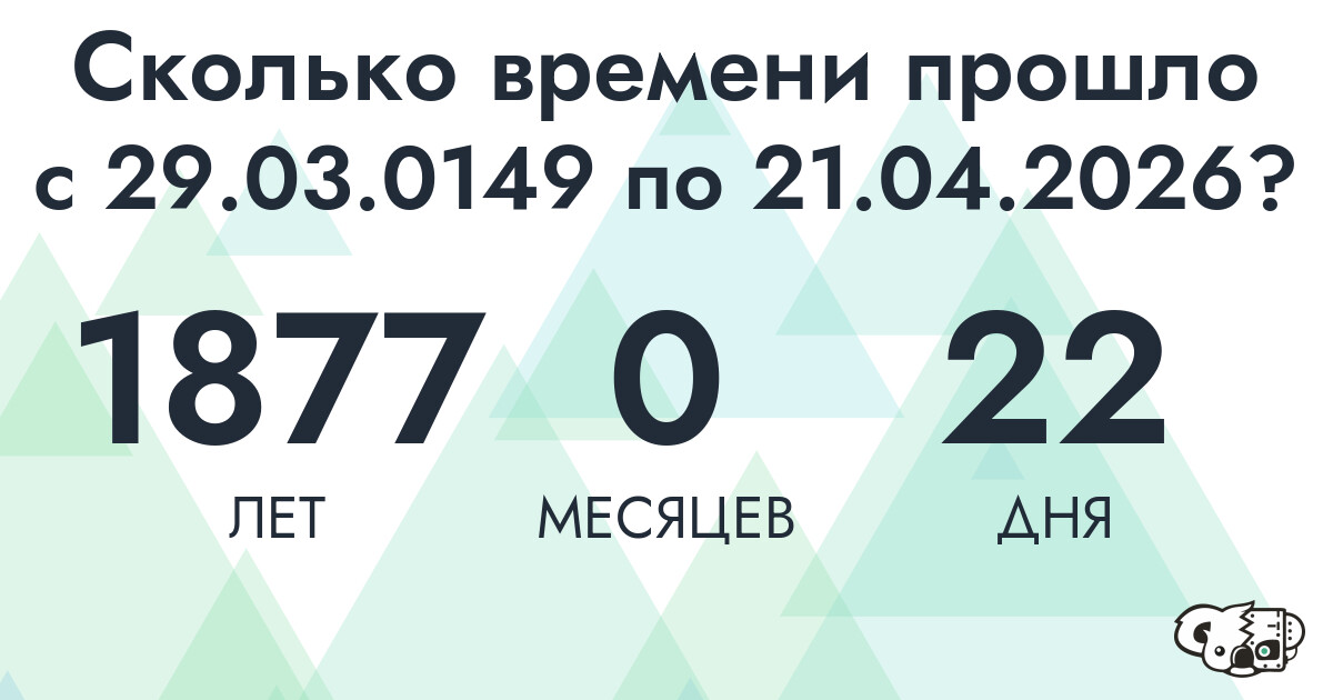 Сколько времени прошло с 29 марта 149 года по 21 апреля 2026 года