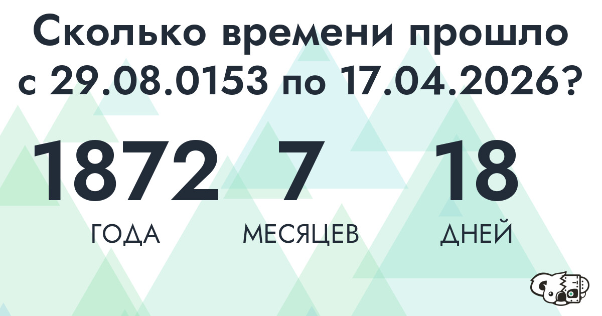 Сколько времени прошло с 29 августа 153 года по 17 апреля 2026 года