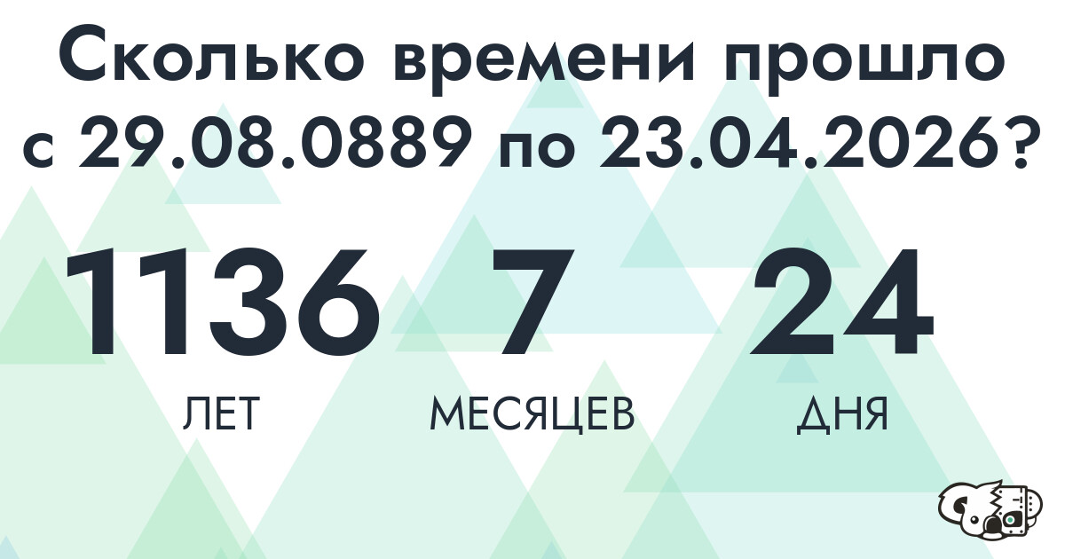Сколько времени прошло с 29 августа 889 года по 23 апреля 2026 года