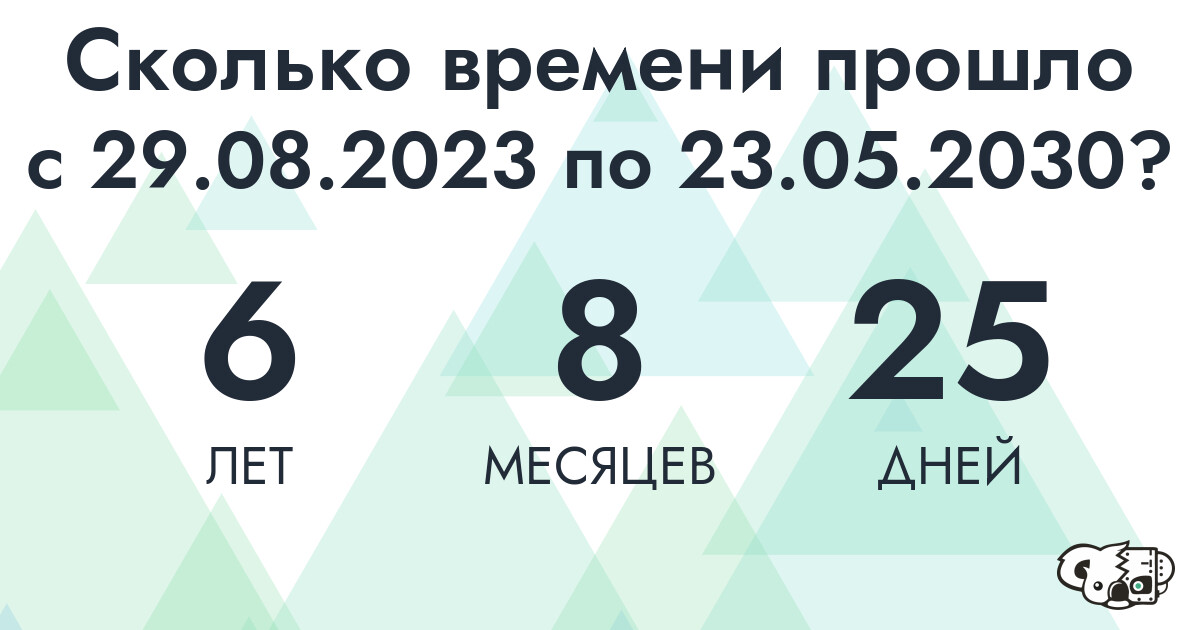 Сколько времени прошло с 29 августа 2023 года по 23 мая 2030 года