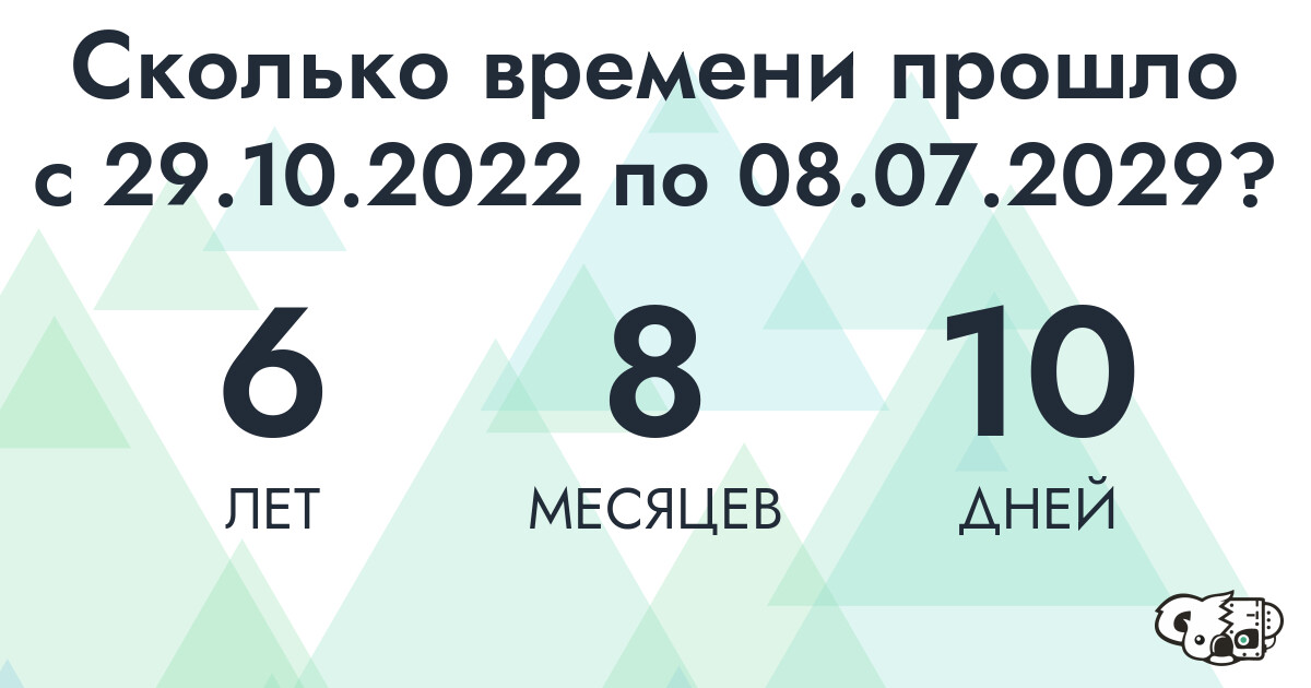 Сколько времени прошло с 29 октября 2022 года по 8 июля 2029 года
