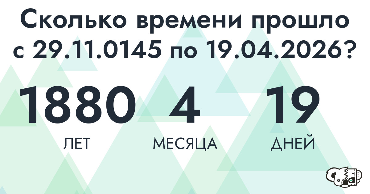 Сколько времени прошло с 29 ноября 145 года по 19 апреля 2026 года