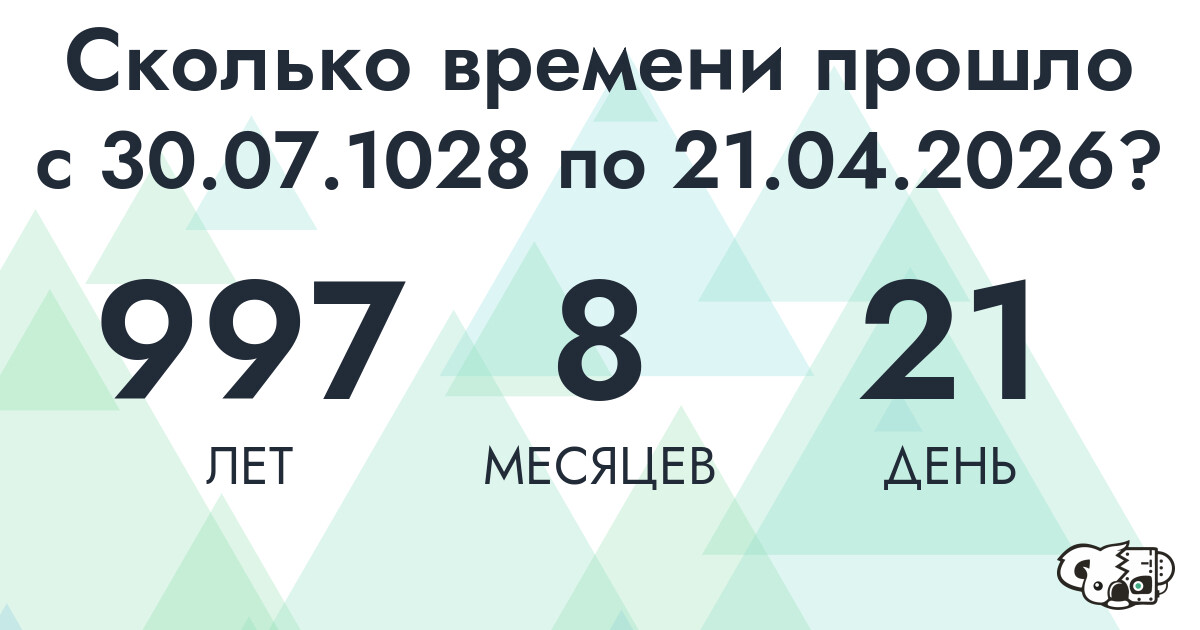 Сколько времени прошло с 30 июля 1028 года по 21 апреля 2026 года