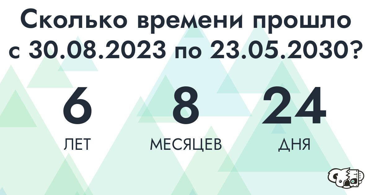 Сколько времени прошло с 30 августа 2023 года по 23 мая 2030 года