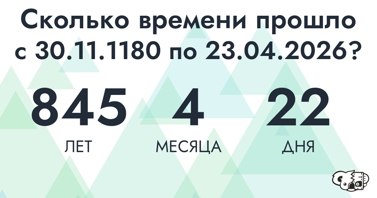 Сколько времени прошло с 30 ноября 1180 года по 23 апреля 2026 года