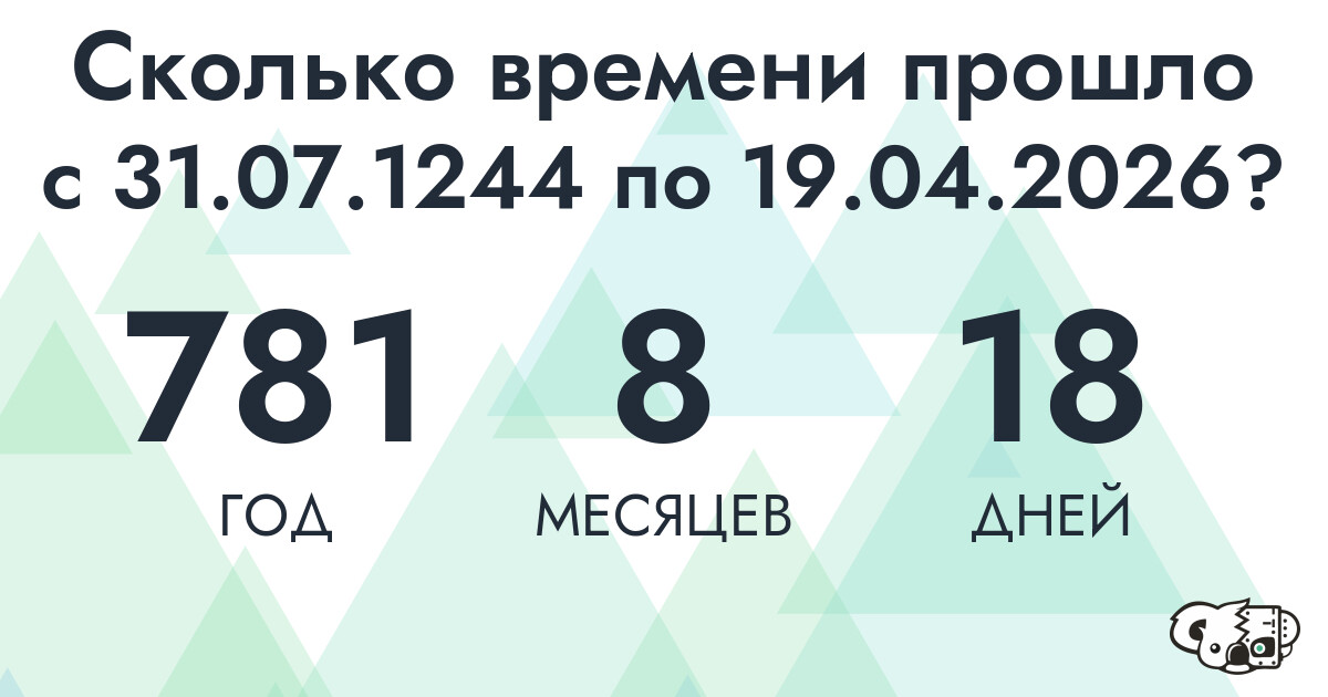 Сколько времени прошло с 31 июля 1244 года по 19 апреля 2026 года