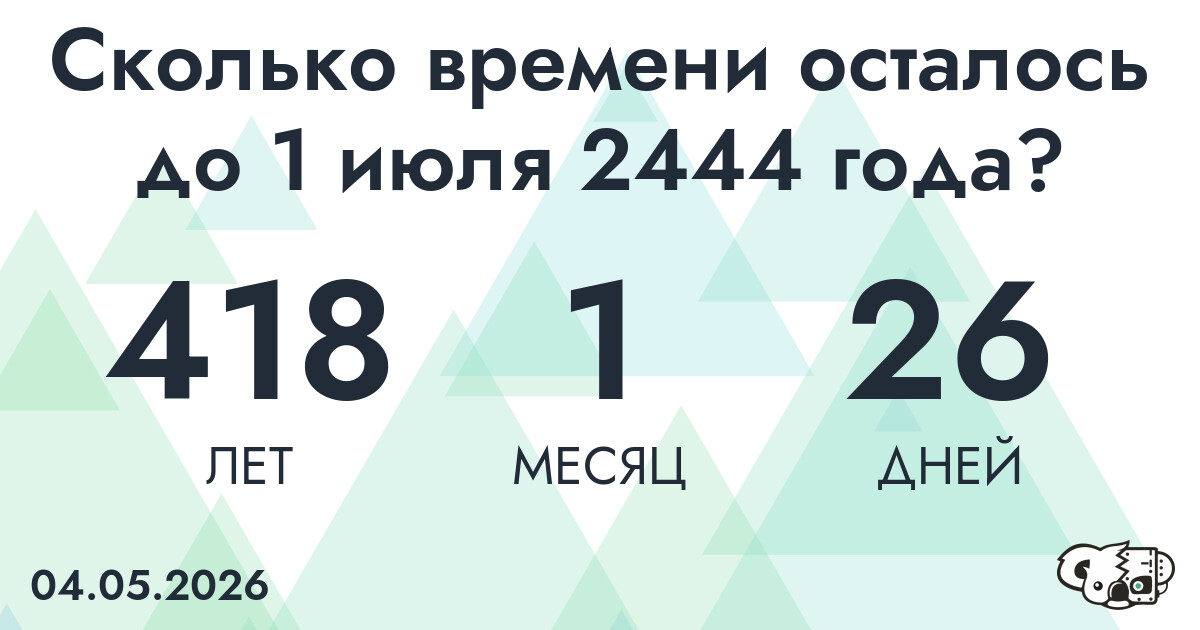 Сколько времени осталось до 1 июля 2444 года