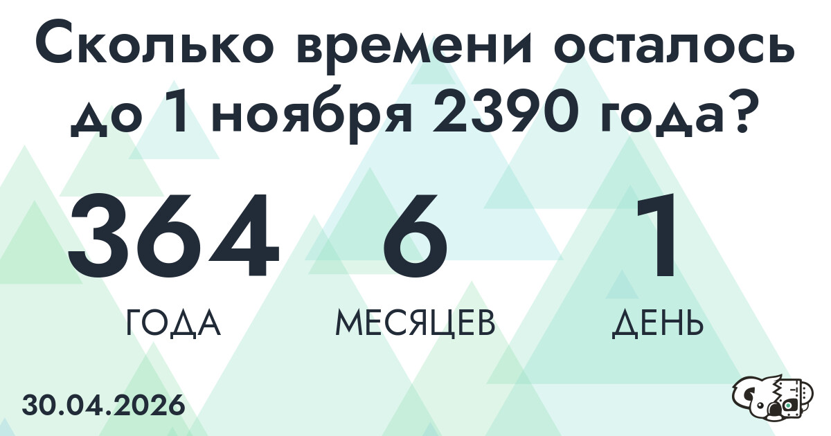 Сколько времени осталось до 1 ноября 2390 года