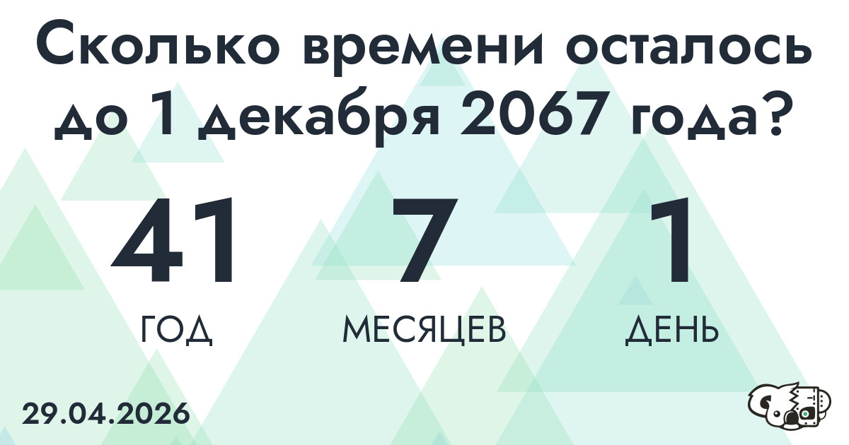 Сколько времени осталось до 1 декабря 2067 года
