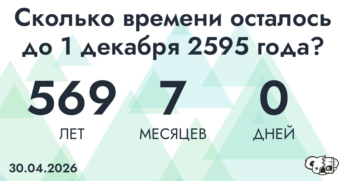 Сколько времени осталось до 1 декабря 2595 года