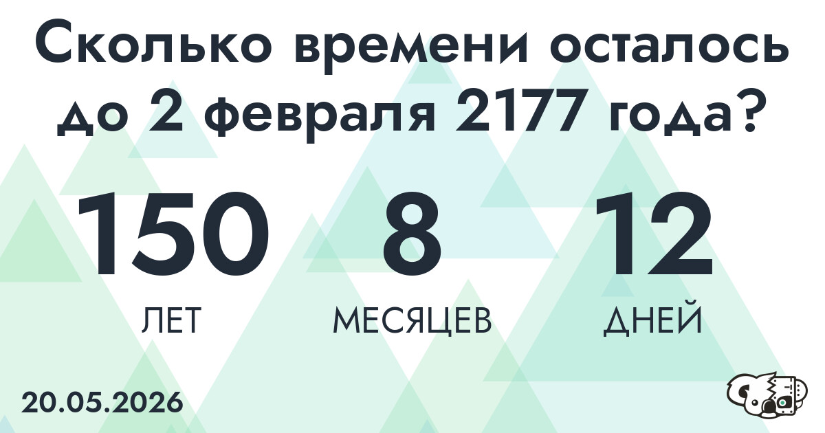 Сколько времени осталось до 2 февраля 2177 года