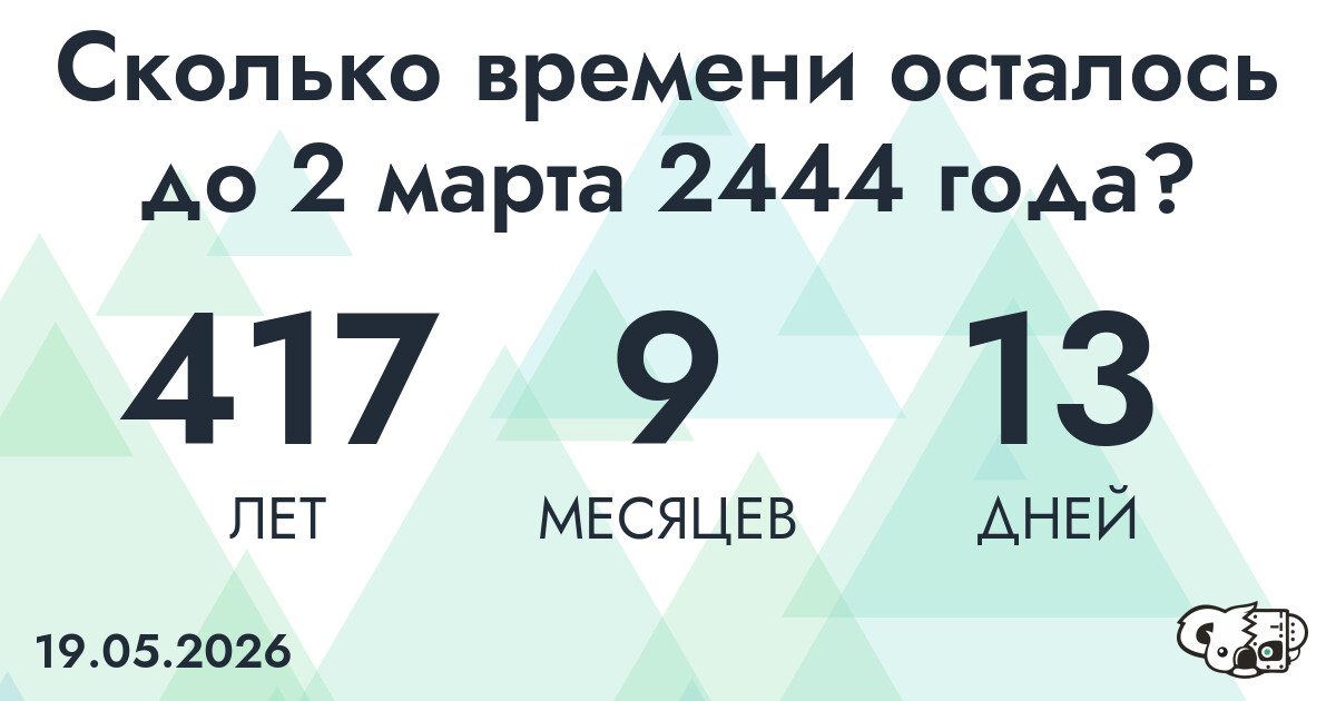 Сколько времени осталось до 2 марта 2444 года