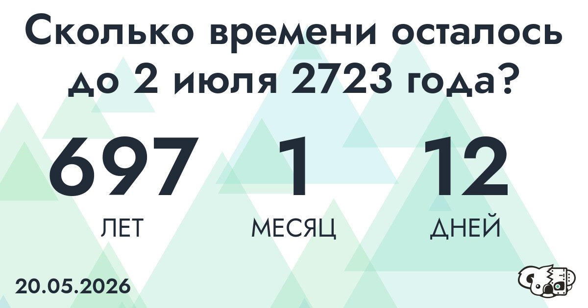Сколько времени осталось до 2 июля 2723 года