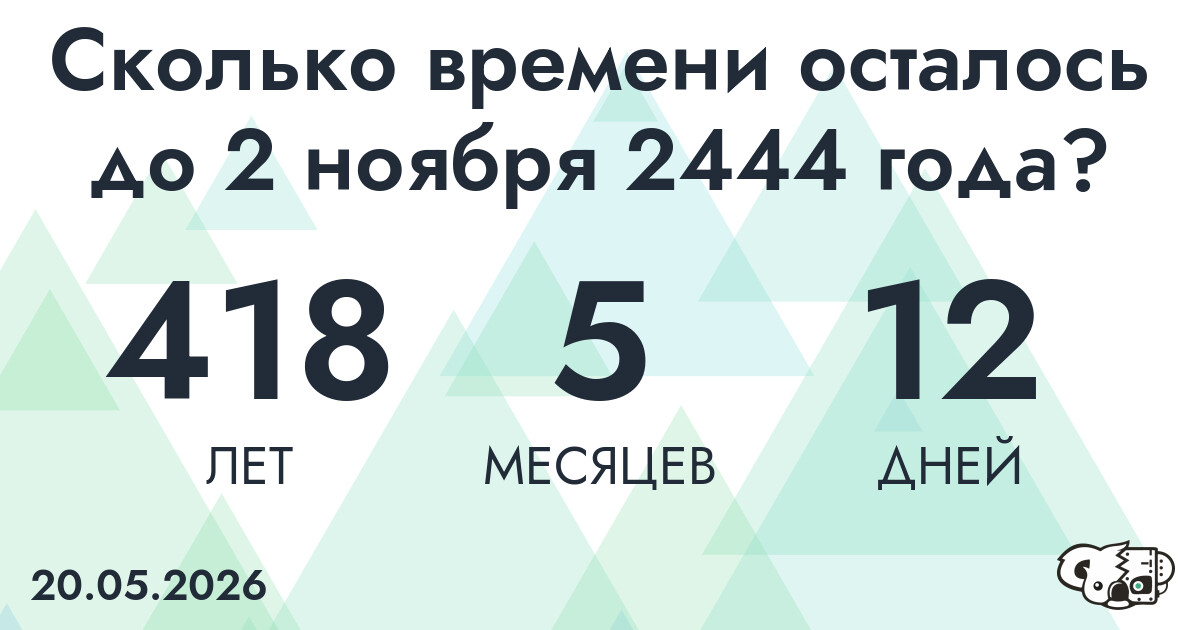 Сколько времени осталось до 2 ноября 2444 года