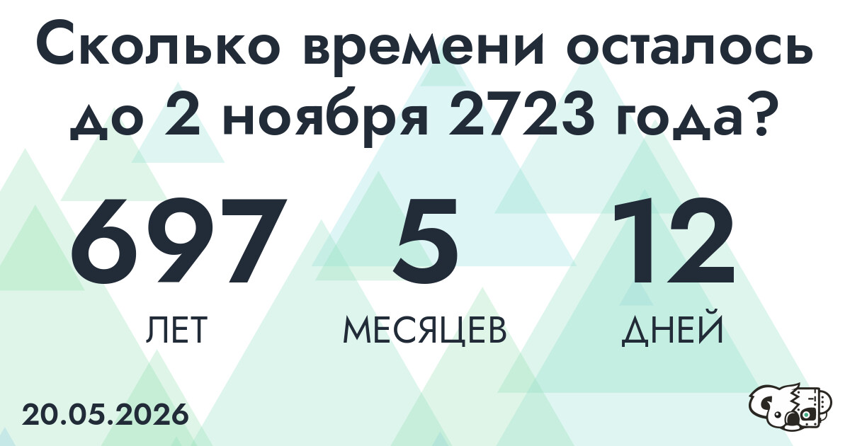 Сколько времени осталось до 2 ноября 2723 года