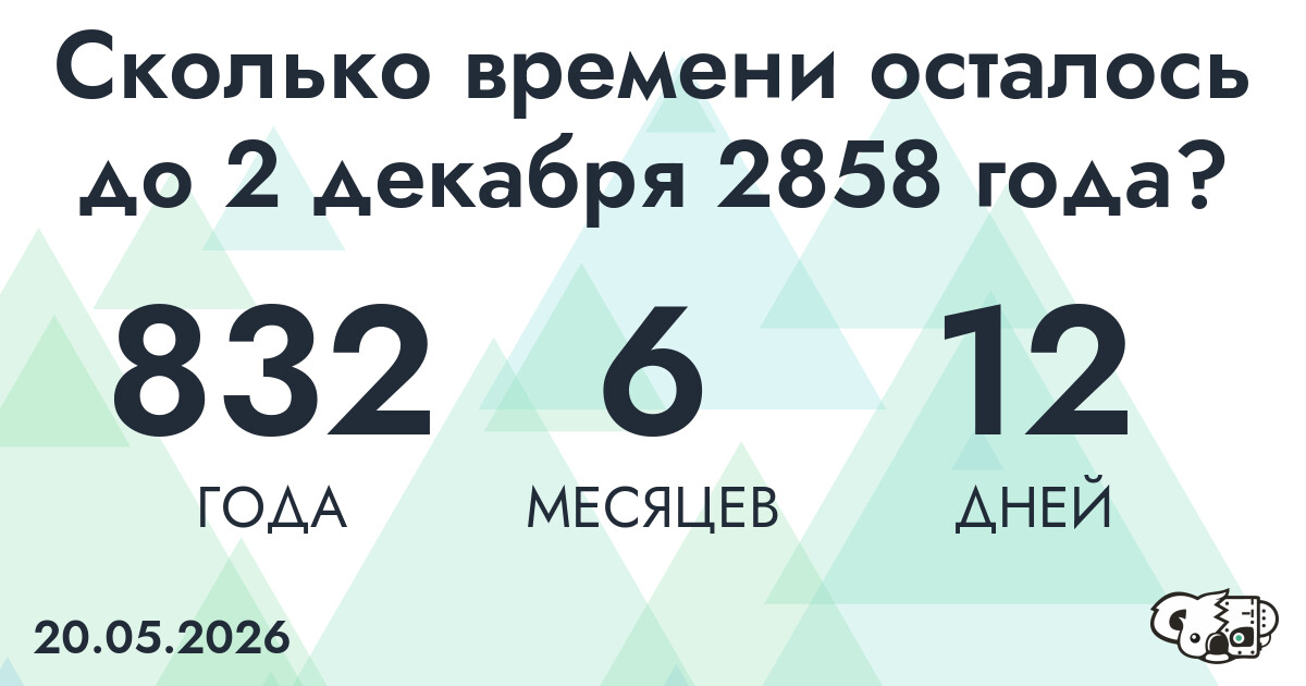 Сколько времени осталось до 2 декабря 2858 года