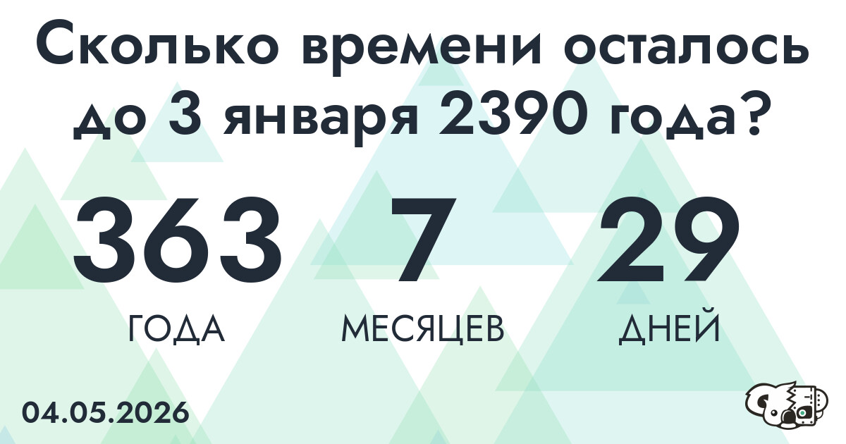 Сколько времени осталось до 3 января 2390 года